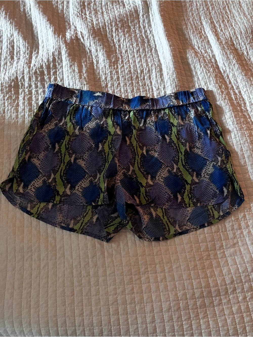 Blue & Green Snake-Print shorts
